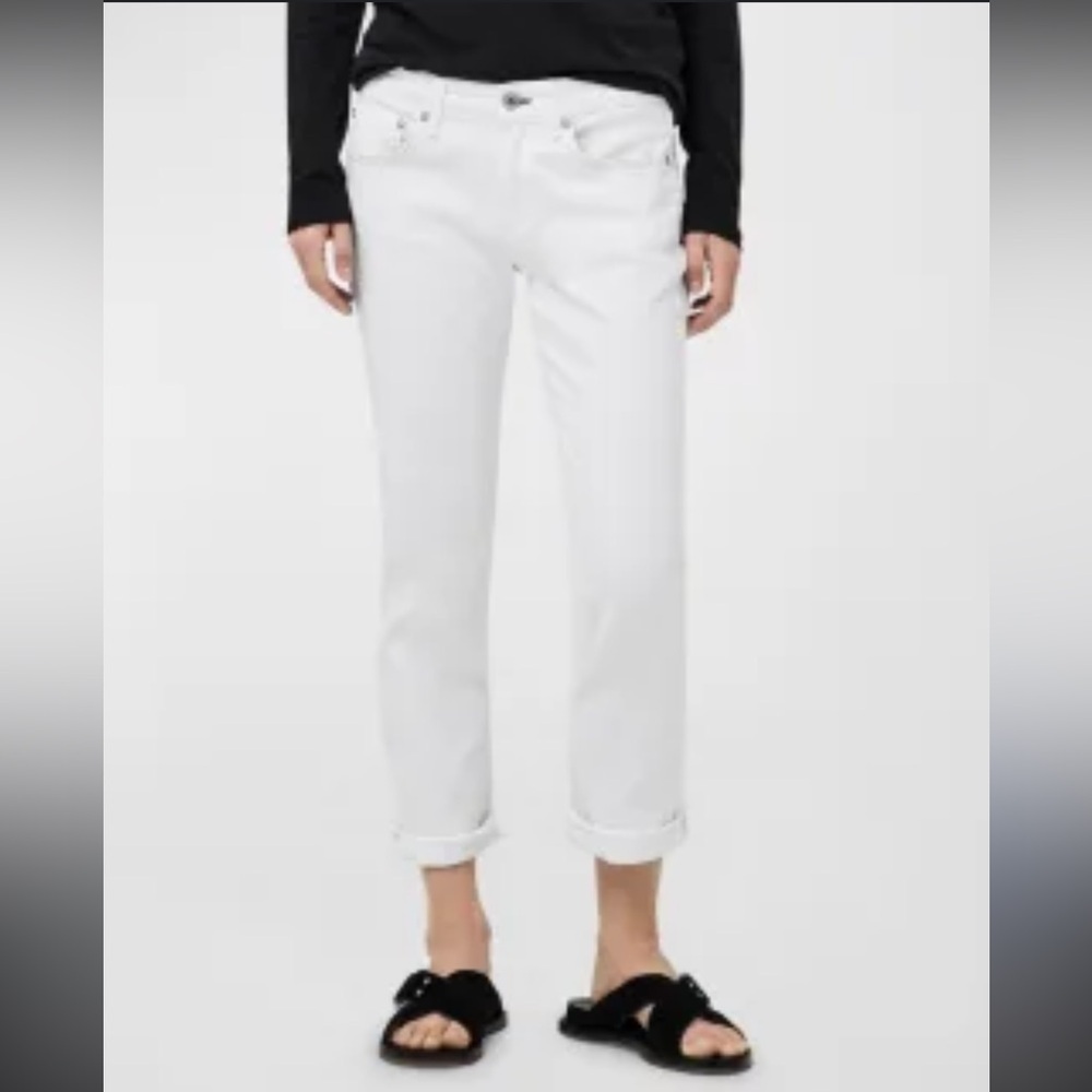 AG Adriano Goldschmeid Ex-Boyfriend Slim White Distressed Jeans 27
